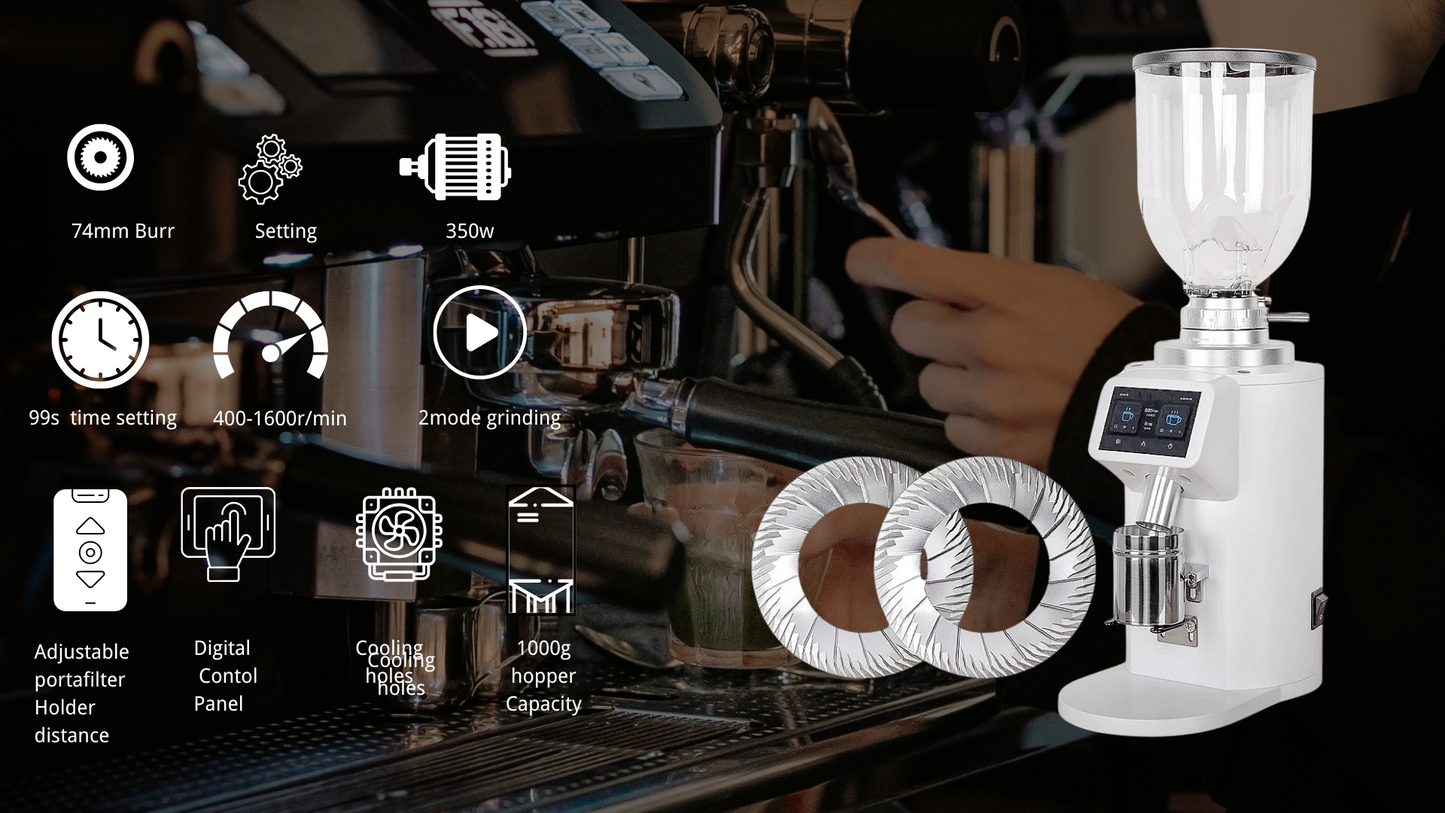 Commercial High Capacity Electrical Coffee Grinder Bean Grinding Machine LCD Touch Control Electric Espresso Grinder