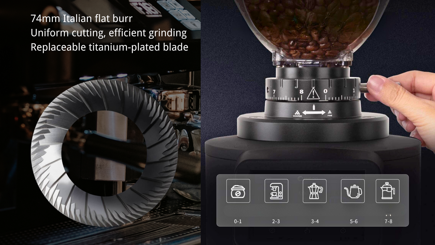 Commercial High Capacity Electrical Coffee Grinder Bean Grinding Machine LCD Touch Control Electric Espresso Grinder